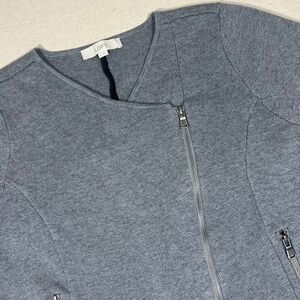 LOFT Moto Jacket Gray Waffle Knit Zip Up Front Pockets XL